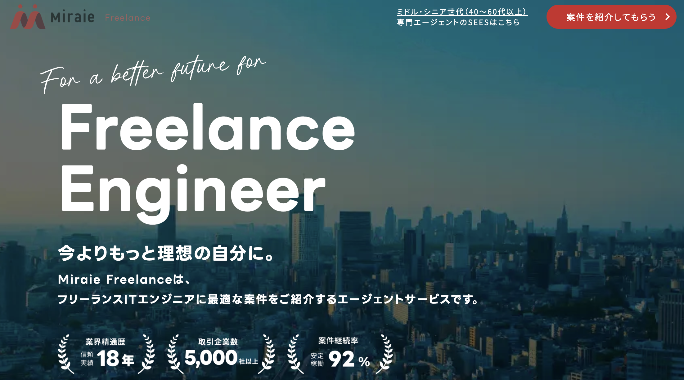 Miraieフリーランス向けページをリリースしました。